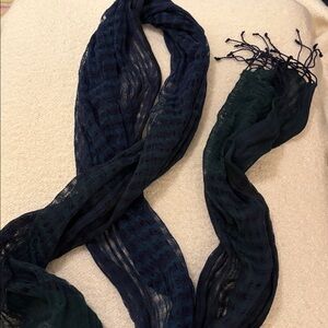 Eileen Fisher Navy/Green Sheer Scarf